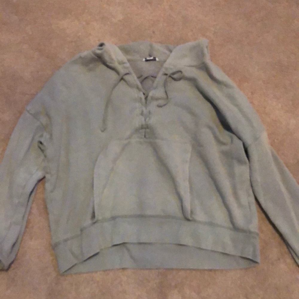 Green hooded American eagle sweater